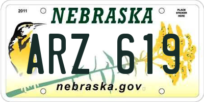 NE license plate ARZ619