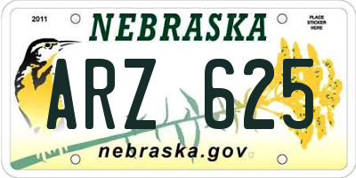 NE license plate ARZ625