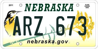NE license plate ARZ673