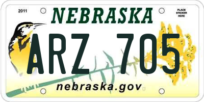 NE license plate ARZ705