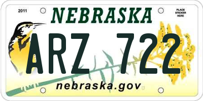 NE license plate ARZ722