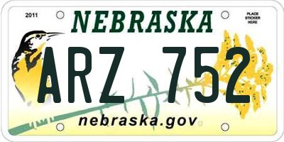 NE license plate ARZ752