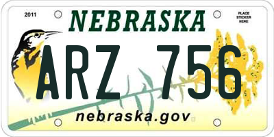 NE license plate ARZ756
