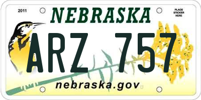 NE license plate ARZ757