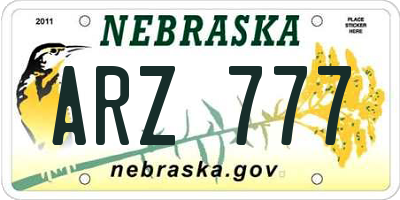 NE license plate ARZ777