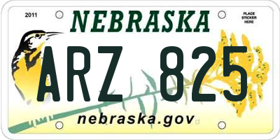 NE license plate ARZ825