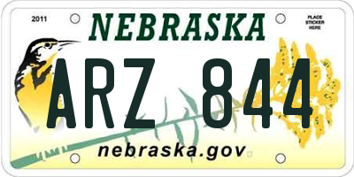 NE license plate ARZ844