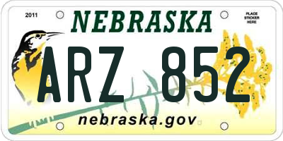 NE license plate ARZ852