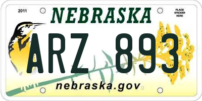 NE license plate ARZ893