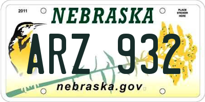 NE license plate ARZ932