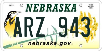 NE license plate ARZ943