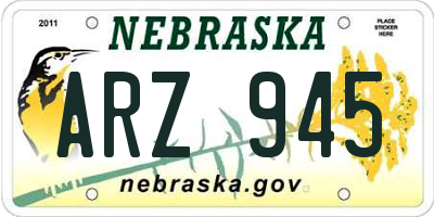 NE license plate ARZ945