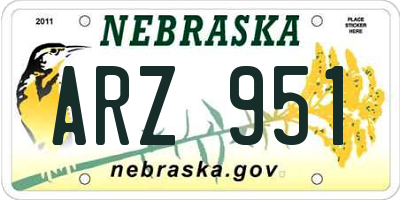 NE license plate ARZ951