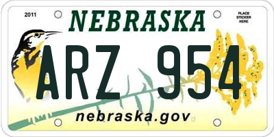 NE license plate ARZ954