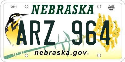 NE license plate ARZ964