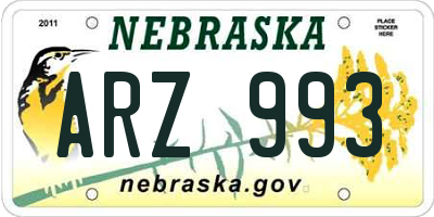 NE license plate ARZ993