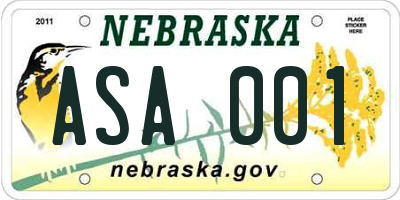 NE license plate ASA001