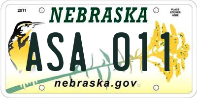 NE license plate ASA011