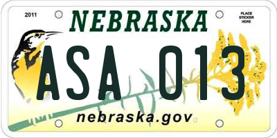 NE license plate ASA013
