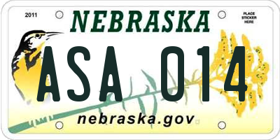 NE license plate ASA014