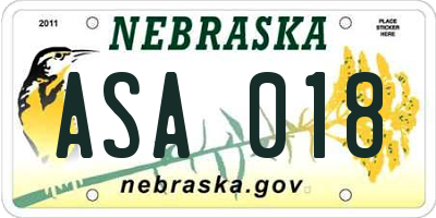 NE license plate ASA018