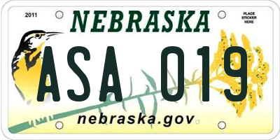 NE license plate ASA019