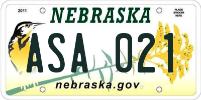 NE license plate ASA021