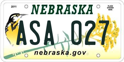NE license plate ASA027