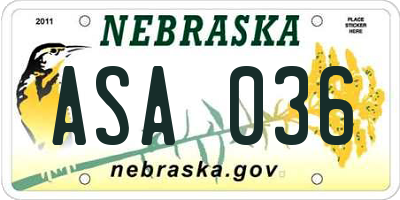 NE license plate ASA036