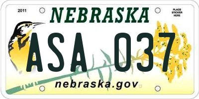 NE license plate ASA037