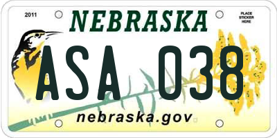 NE license plate ASA038