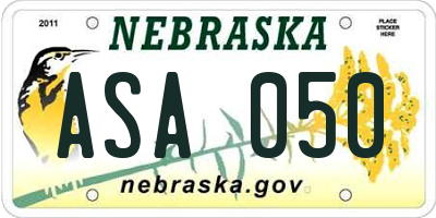 NE license plate ASA050
