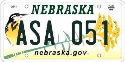 NE license plate ASA051