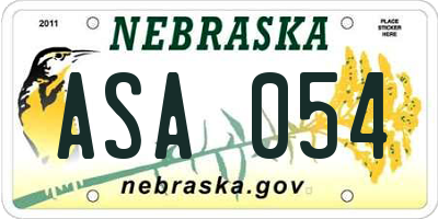 NE license plate ASA054