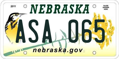 NE license plate ASA065