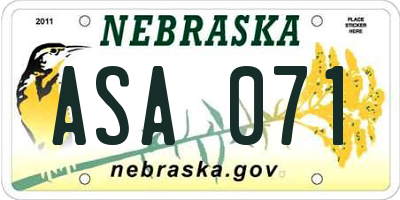 NE license plate ASA071