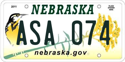 NE license plate ASA074