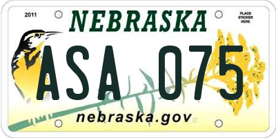 NE license plate ASA075