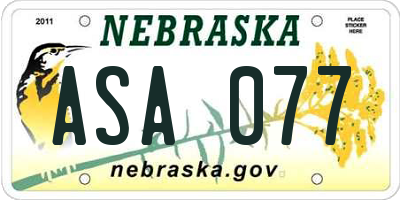 NE license plate ASA077