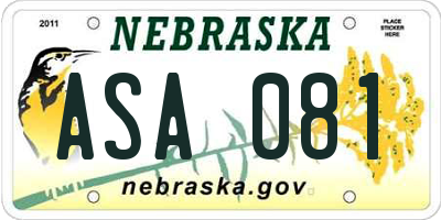 NE license plate ASA081