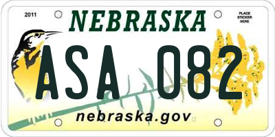 NE license plate ASA082