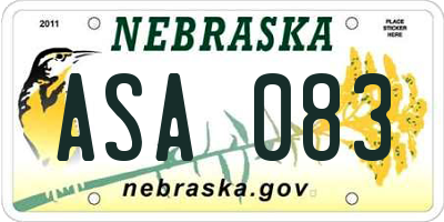 NE license plate ASA083