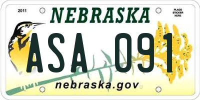NE license plate ASA091