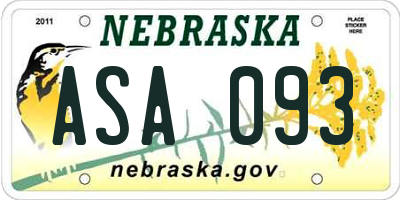 NE license plate ASA093