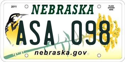 NE license plate ASA098