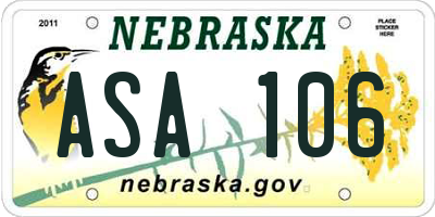 NE license plate ASA106