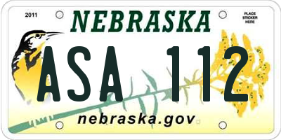 NE license plate ASA112