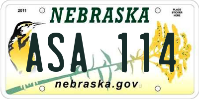 NE license plate ASA114