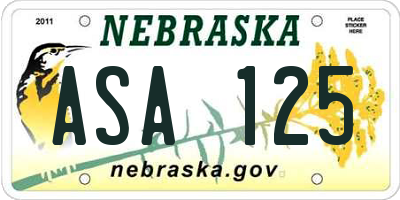NE license plate ASA125