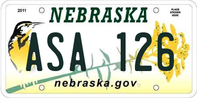 NE license plate ASA126
